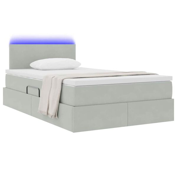 vidaXL Letto con contenitore e LED Grigio chiaro 120 x 200 cm Velluto