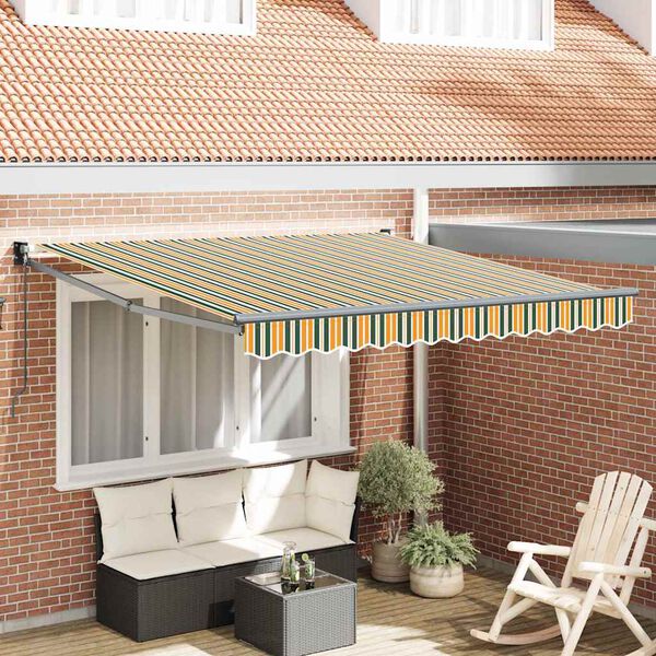 vidaXL Tenda da Sole Verde e giallo 3 x 2,5 m Poliestere e metallo