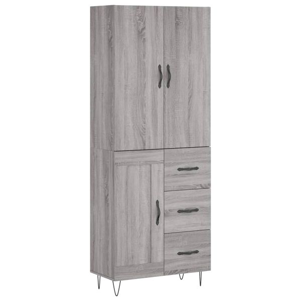 vidaXL Credenza Grigio Sonoma 69,5x34x180 cm in Legno Multistrato