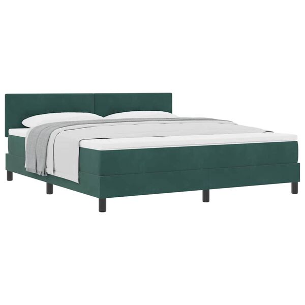 vidaXL Letto a Molle con Materasso Verde Scuro 180 x 200 cm Tessuto