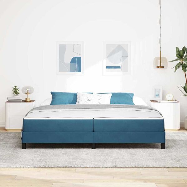 vidaXL Letto a molle con materasso Blu Scuro 200 x 220 cm Tessuto