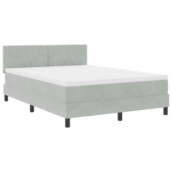 vidaXL Letto a molle con materasso Grigio chiaro 140 x 200 cm Velluto