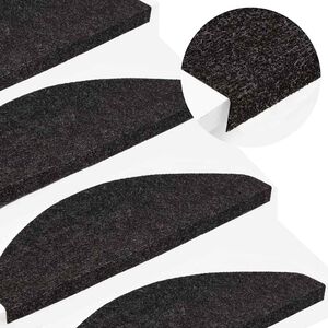 vidaXL Tappeti Adesivi per Scale 15 pz 56x17x3 cm Nero