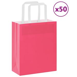 vidaXL Sacchetti di Carta 50 pz con Manici Rosa 18x8x22 cm