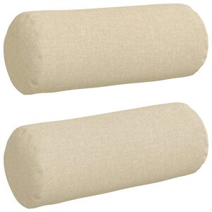 vidaXL Cuscini a rullo 2 pcs Crema &Oslash; 15 x 40 cm Tessuto