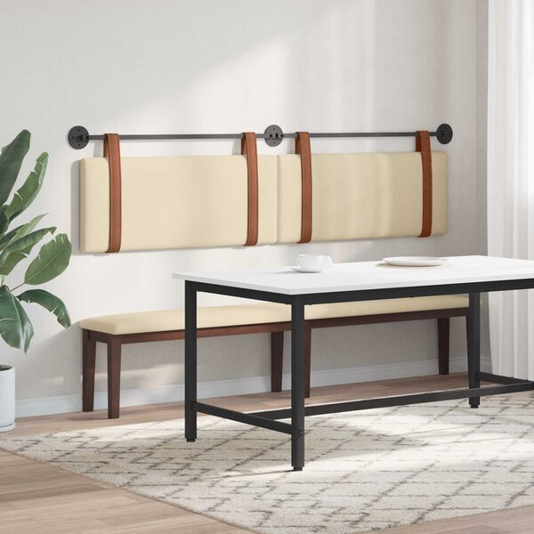 vidaXL Testata appesa Tinta unita Crema 210 x 55 x 5 cm PU Antico