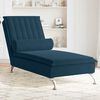 vidaXL Chaise Longue Massaggi con Cuscino a Rullo Blu in Velluto
