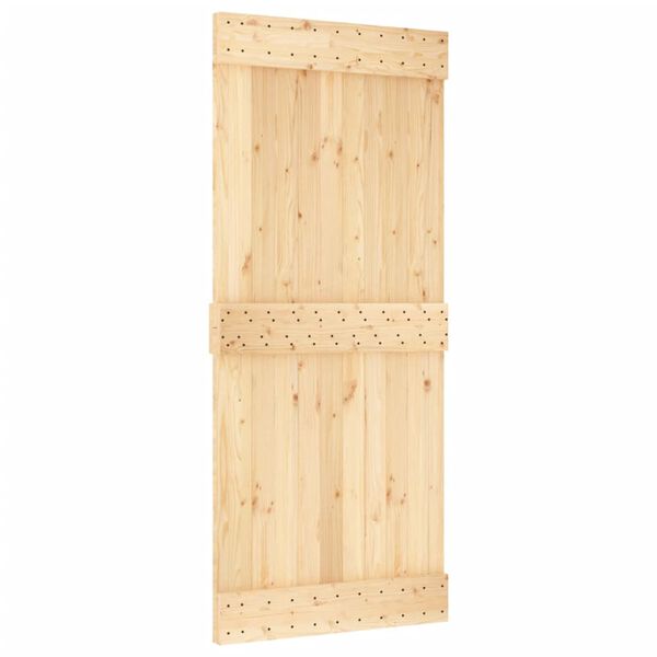 vidaXL Porta Scorrevole con Set Hardware 90x210 cm Legno Massello Pino