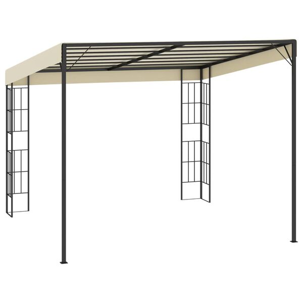 vidaXL Gazebo a Parete 3x3 m Crema in Tessuto