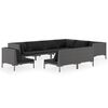 vidaXL Set Divani da Giardino 9 pz con Cuscini Polyrattan Grigio Scuro