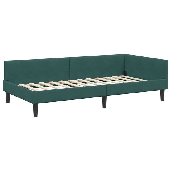 vidaXL Cornice del letto ad angolo Verde Scuro 80 cm x 200 cm Velluto