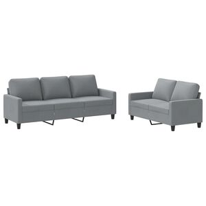 vidaXL Set di Divani 2 pz con Cuscini Grigio Chiaro in Tessuto
