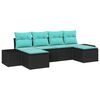 vidaXL Set Divano da Giardino 4 pz Nero e Turchese polyrattan
