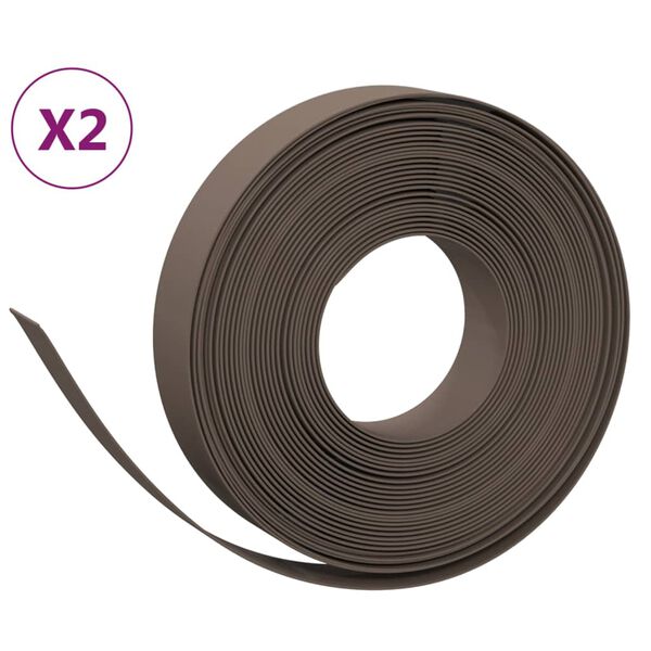vidaXL Bordature da Giardino 2 pz Marroni 10 m 10 cm in Polietilene