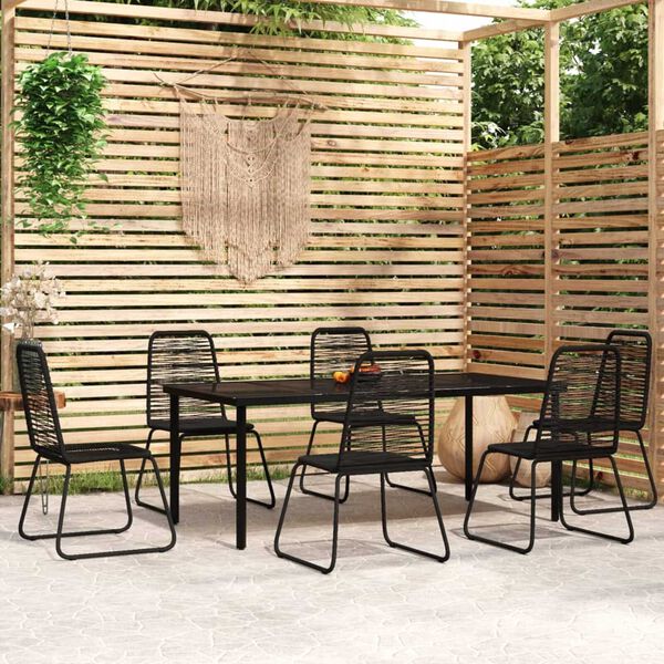 vidaXL Set da Pranzo per Giardino 7 pz con Cuscini Nero
