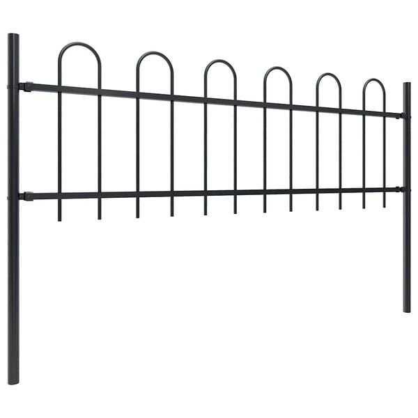vidaXL Recinzione da Giardino Boxtel con Parte Superiore ad Anello in Acciaio 181x60 cm Nero