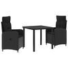 vidaXL Set da pranzo per esterni 3 pz Nero 80 x 80 x 73 cm polyrattan