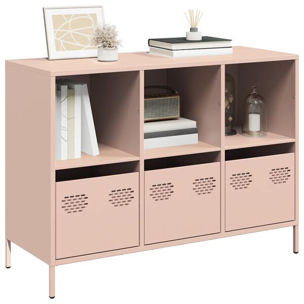 vidaXL Credenza Rosa 101,5x39x73,5 cm in Acciaio Laminato a Freddo