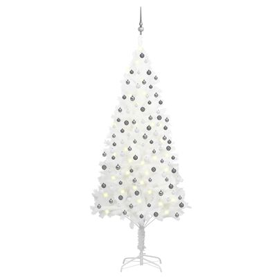 vidaXL Albero di Natale Preilluminato con Palline Bianco 210 cm