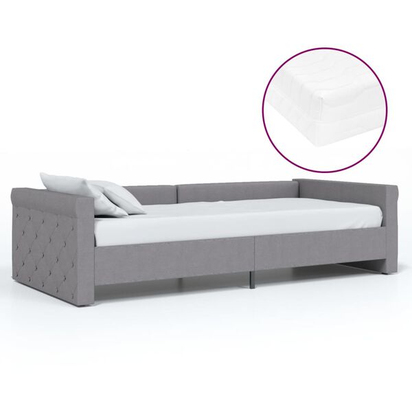 vidaXL Dormeuse con Materasso e USB Grigio Chiaro in Tessuto 90x200 cm