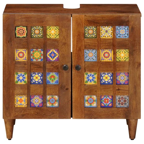 vidaXL Armadio per Lavabo da Bagno con porta Noce 62 x 33 x 58 cm