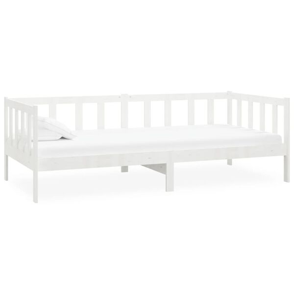 vidaXL Divano Letto con Materasso 90x200 cm Bianco in Legno di Pino