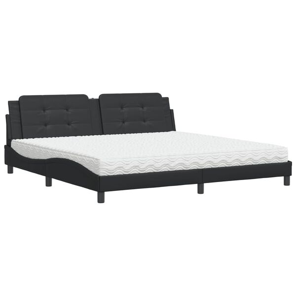 vidaXL Letto con Materasso Zadar Nero 200x200 cm in Similpelle