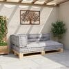 vidaXL Cuscino per Divano Pallet 3 pcs Grigio 120 x 80 x 38 cm Tessuto