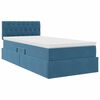 vidaXL Letto con Contenitore Blu Scuro 90 x 190 cm Velluto