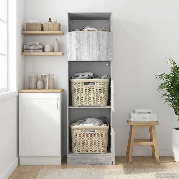 vidaXL Mobile da lavanderia con porta Grigio Sonoma 50 x 68 x 162 cm