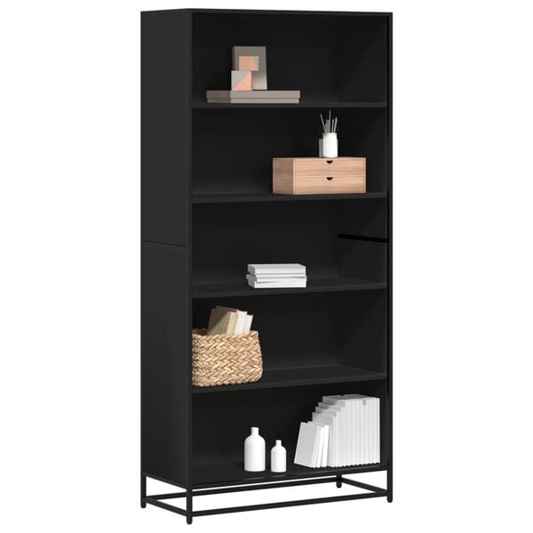 vidaXL Libreria Nera 80,5x35x170,5 cm in Truciolato