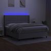 vidaXL Letto a Molle Materasso e LED Grigio Chiaro 180x200 cm Tessuto