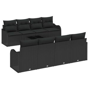 vidaXL Set Divano da Giardino Nero 55 x 55 x 37 cm polyrattan