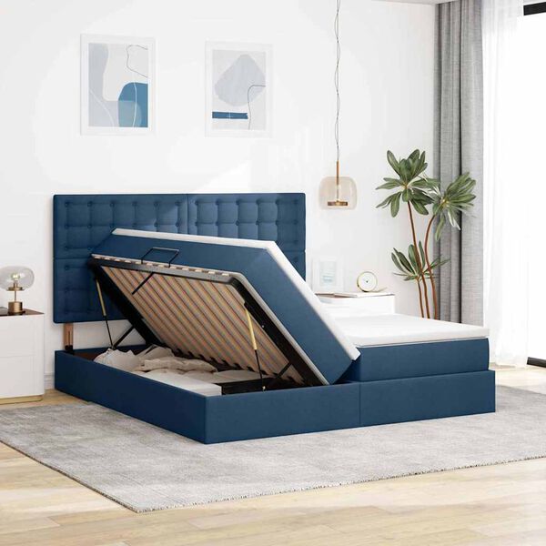 vidaXL Letto con Contenitore Blu 180 x 200 cm Pelle Sintetica