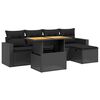 vidaXL Set Divano da Giardino 6 pz con Cuscini Nero in Polyrattan