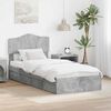 vidaXL Letto con Contenitore con testiera Grigio cemento 90 x 200 cm