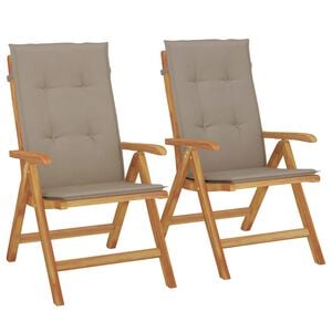 vidaXL Sedie Reclinabili Pieghevoli con Cuscini 2 pz in Legno di Teak