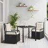 vidaXL Set da Pranzo per Giardino 3 pcs Nero polyrattan
