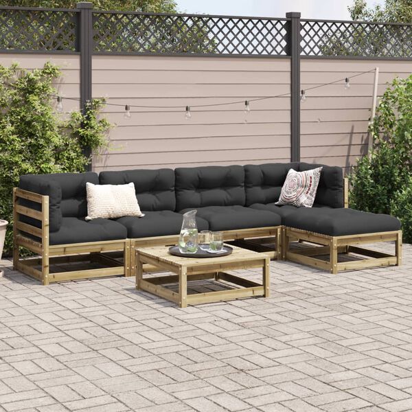 vidaXL Set Divani da Giardino 6 pz in Legno Impregnato di Pino