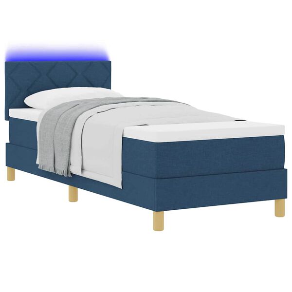 vidaXL Letto a Sorgente LED con materasso Blu 80 x 200 cm Tessuto