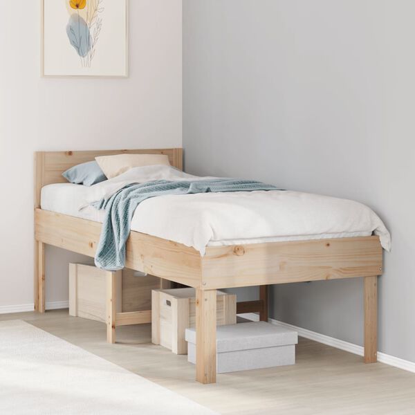 vidaXL Letto senza Materasso 75x190 cm in Legno Massello Pino
