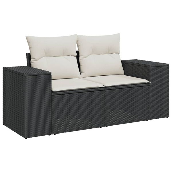 vidaXL Set Divani da Giardino 4 pz con Cuscini Nero in Polyrattan