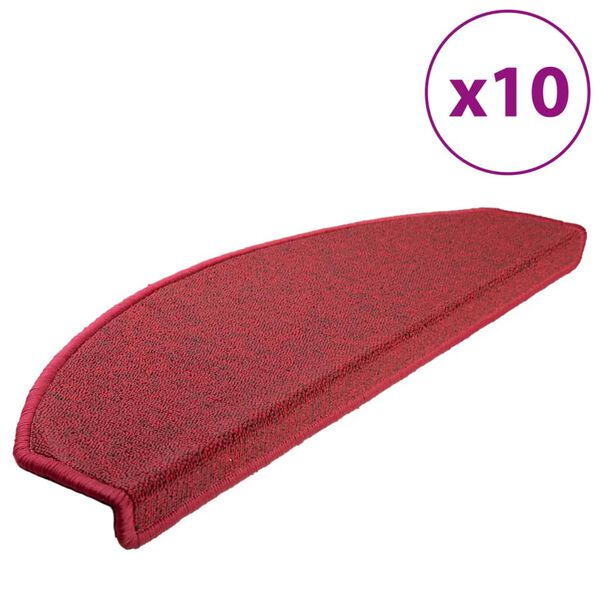 vidaXL Tappetini per scale 10 pz 65x24x4 cm Rossi Semicircolari Grandi