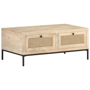 vidaXL Tavolino da Salotto 90x50x37 cm Legno Massello di Mango e Canna
