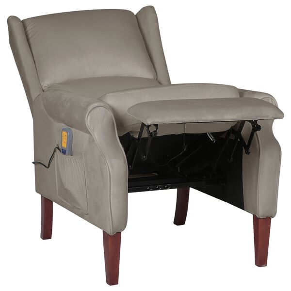 vidaXL Poltrona Massaggiante Reclinabile Verde Chiaro in Velluto