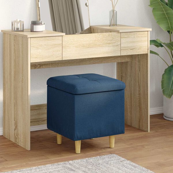 vidaXL Pouf contenitore con cuscino Blu 40 x 40 x 45 cm Tessuto