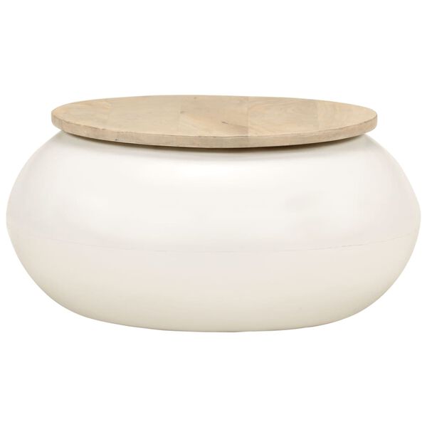 vidaXL Tavolino da Salotto Bianco 51x51x27 cm Legno Massello di Mango