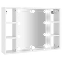 vidaXL Mobile a Specchio con LED Bianco Lucido 76x15x55 cm