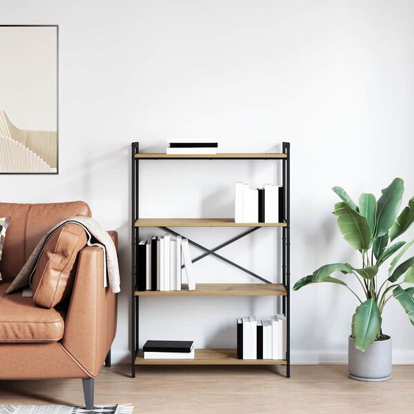 vidaXL Libreria Rovere artigianale 80 x 30 x 120 cm Legno multistrato