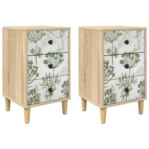 vidaXL Armadio da Notte GOTHA 2 pz Rovere Sonoma 36 x 33 x 60 cm